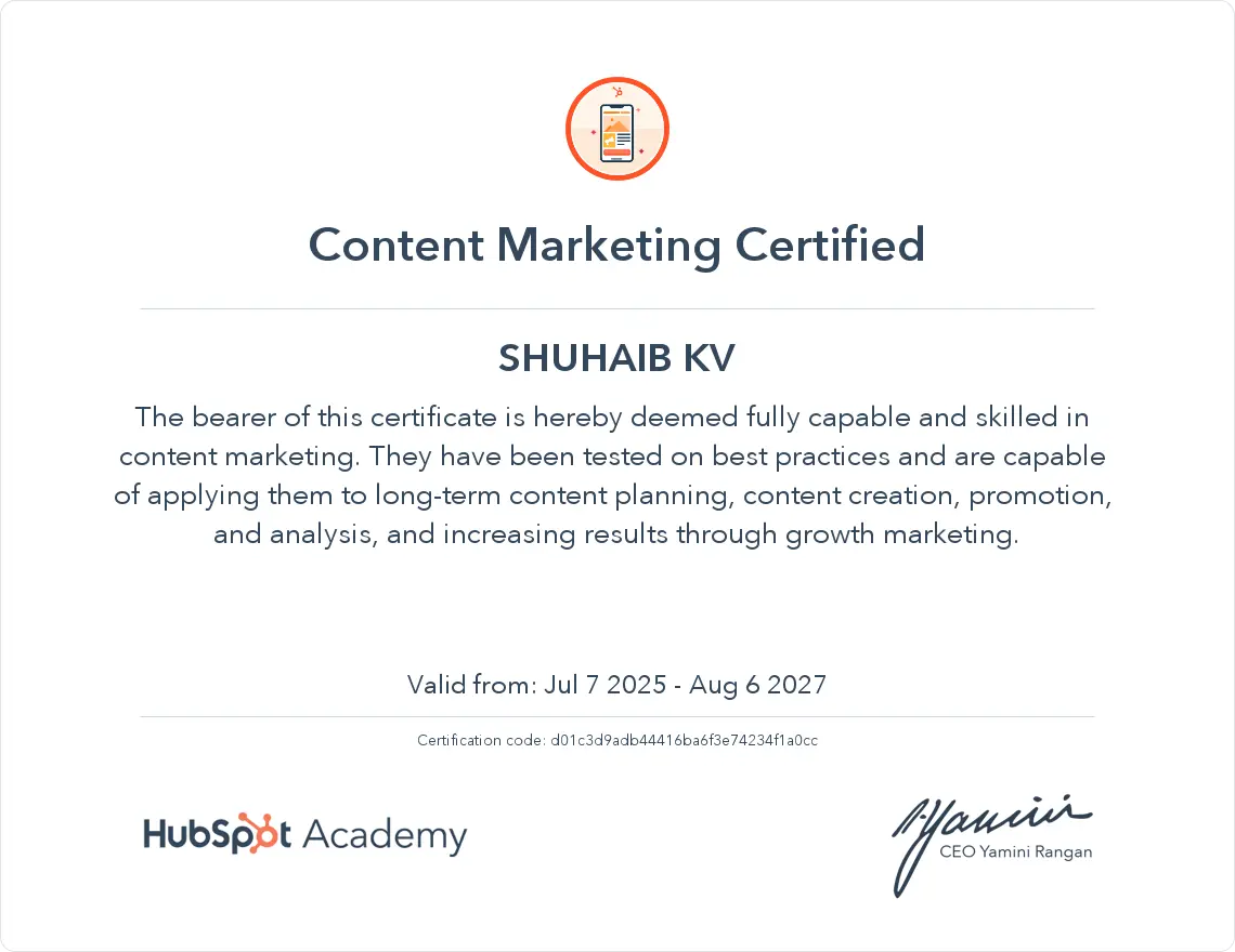 hubspot1 freelance digital marketing analyst in malappuram
